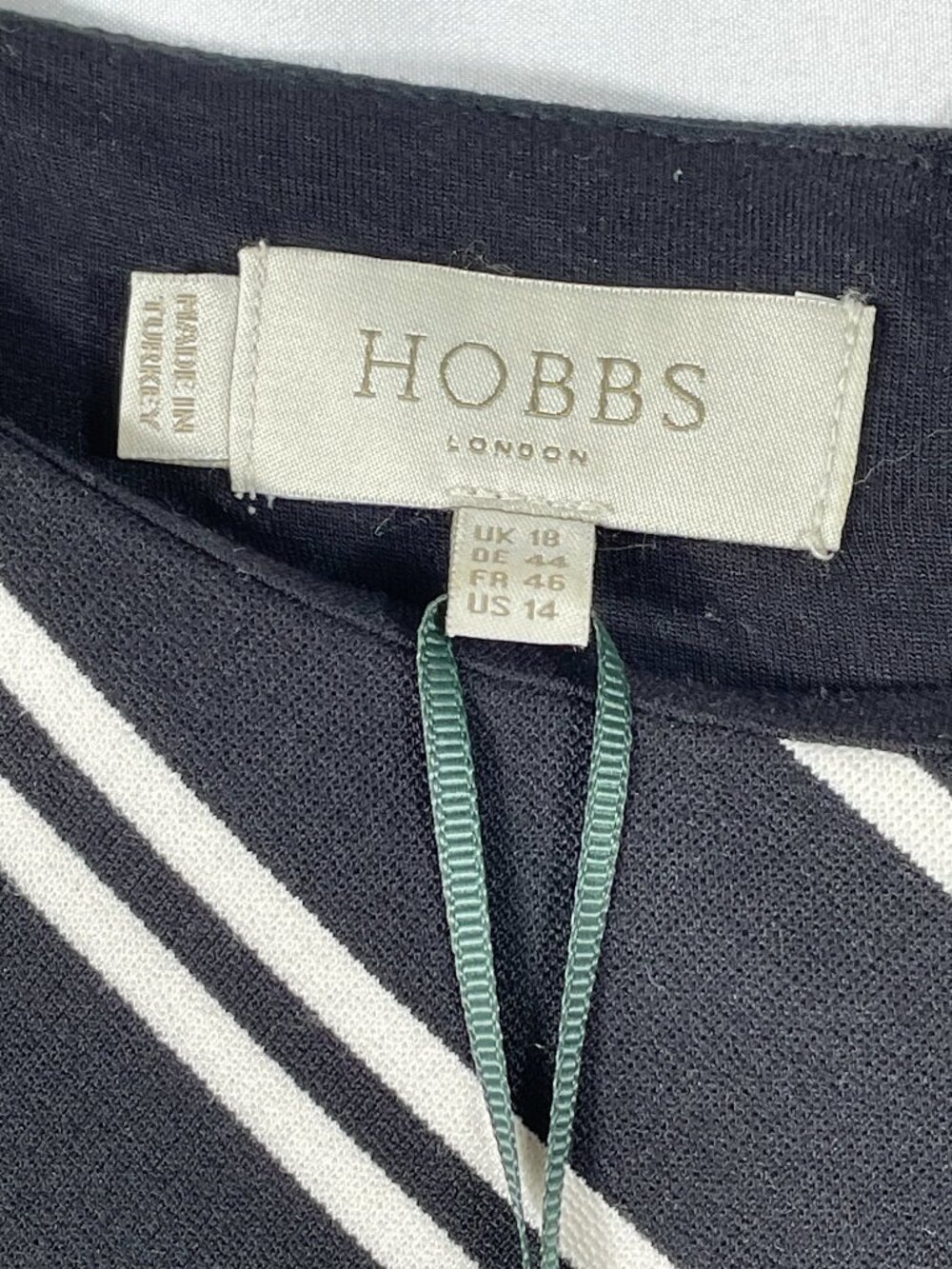Hobbs London Harris Dress NWT US 14 Black Ivory Chevron Stripe Sheath UK 18 - Picture 8 of 12